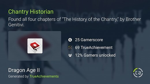 Chantry Historian achievement in Dragon Age II