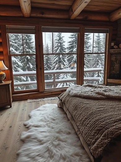 🤩🥰 beautiful mountain cabin bedroom #CharmingCabin #cozyvibes #bedroom #RusticRetreat #SereneSpaces #naturelovers #cottagecore #MountainCabin #mountains #natureinspired | Mountain Cabins