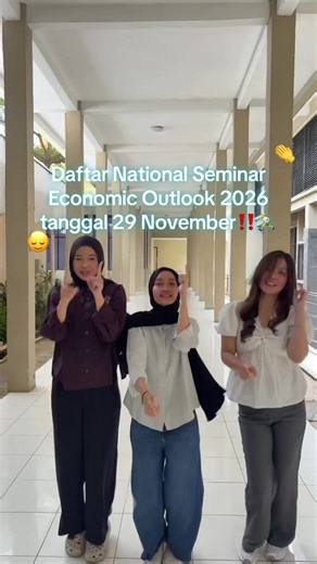 Still thinking about which seminar to join? 👀 The National Seminar Economic Outlook 2026 has all the good stuff❗️people, process, and even the export drama 👀 Register now 👉 and check @eounpad on IG for more info! #EO2026 #EconomyInMotionVisionInAction #ChangeMakers #IdeasIntoAction #PolicyBriefCompetition