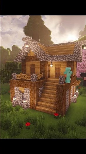 🏡 Easy Minecraft Starter House Tutorial 🔥 | Simple & Aesthetic Base #minecraft #minecraftshorts