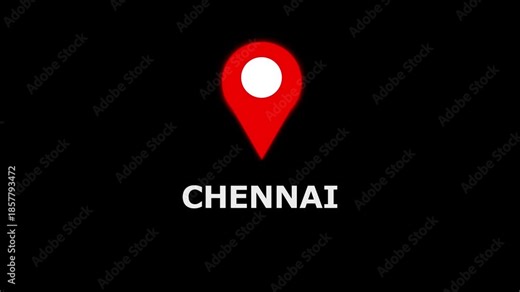 Location of the city of chennai the name of the place with the location has been displayed, GPS location tracking icon location animation on background..