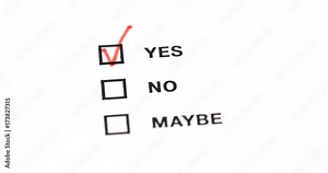 Check box of yes no maybe