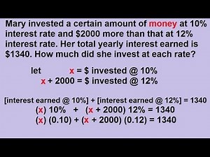 Algebra - Word Problems - Investment Part 1/3