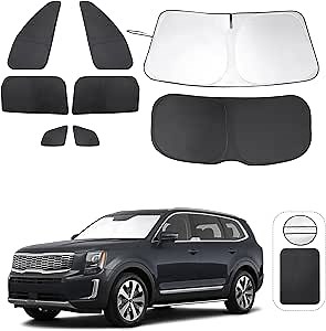 TINGLU Window Shades for Kia Telluride 2020 2021 2022 2023 2024 2025 Accessories Car Side Full Windows Rear Triangular Windshield Sun Shade Sun UV Rays & Privacy Protection for Camping 8PCS