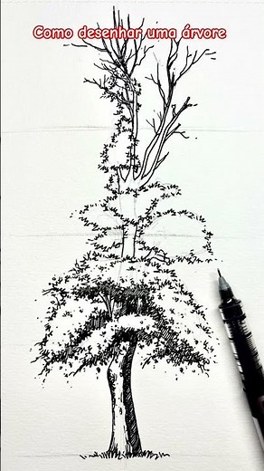 COMO DESENHAR UMA ÁRVORE PASSO A PASSO.