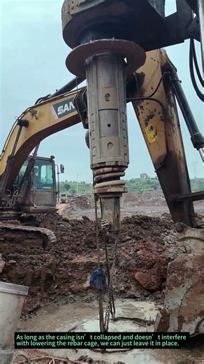 Leave steel casing if it’s not collapsed & won’t block rebar cage #PileConstruction #VibratoryHammer
