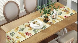 Autumn Leaves Fall Table Runner, Seasonal Thanksgiving Kitchen Dining Table Decoration for Home Party Decor 13 x 72 Inch