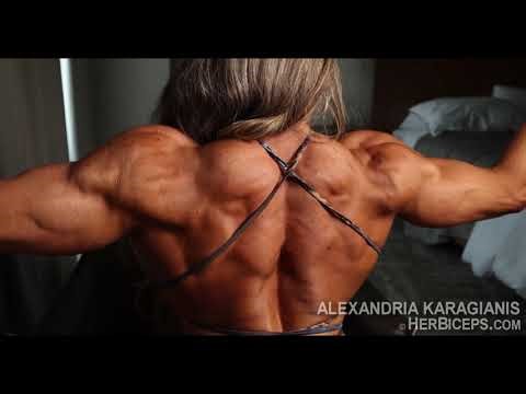 Female Bodybuilder Alexandria Karagianis BACK MUSCLE