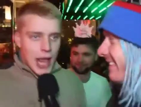 Drunk guy eating microphone - meme