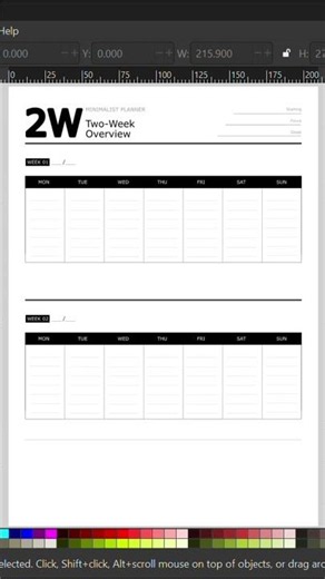 Day 10 | Designing a Minimalist Two-Week Planner in Inkscape for Etsy