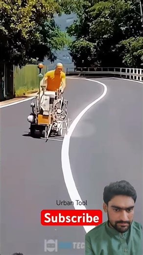 Road Construction with central line making process #roadwork #machine #technology #reels