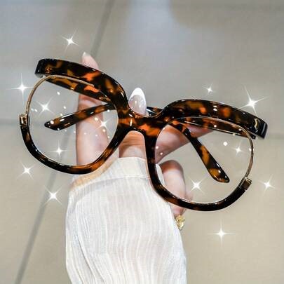 New Women's Retro Round-Frame Large-Frame Design Simple Style Glasses, Fashionable Decorative Eyewear, Suitable For Various Face Shapes | SHEIN