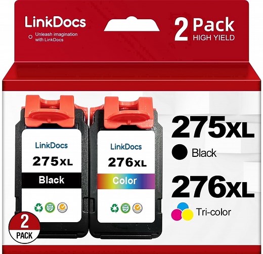 275XL 276XL Ink Cartridge Replacement for Canon Ink 275 and 276 for Canon 275 Ink PG-275 CL-276 Black and Tri-Color Ink Cartridge for PIXMA TS3520 TS3522 TS3500 Printer ink ( Black 1Tri-Color)