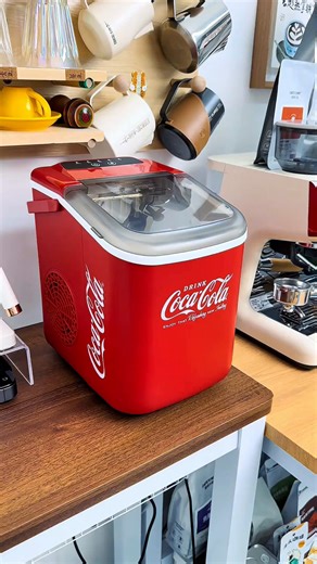 可口可乐制冰机家用商用小型10KG户外迷你宿舍学生全自动冰块制作机咖啡店奶茶店冰块机 【旗舰款-1.4L】冰满检测+大小冰可调+自动清洗