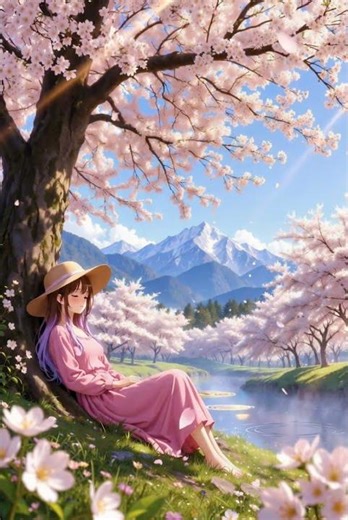 POV: You’re Resting Under a Sakura Tree 🌸 | Aesthetic Anime Scenery 4K (Seamless Loop)