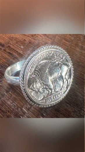 Buffalo nickel ring, sterling silver