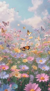 butterfly many colors fabric colorful blue background flowers beautiful resolution 4k pastel blossom flower seamless butterflies pattern wallpaper animation pink design loop summer spring floral