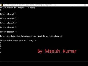 C program to delete element in a given array-38