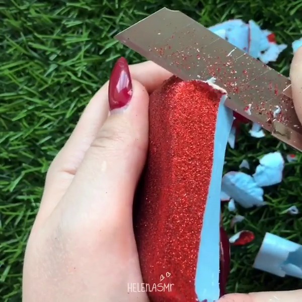 Satisfying Slicing Coated Aqua Blue Bar Soap