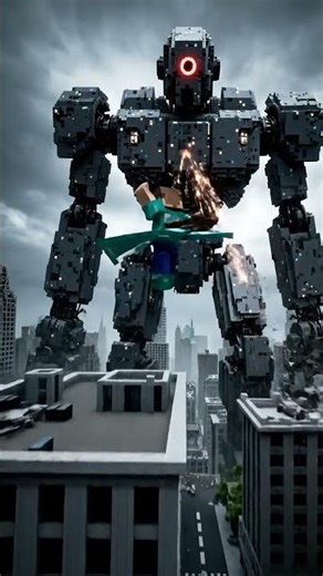 Minecraft Steve vs a GIANT ROBOT! 🤖💥 #shorts