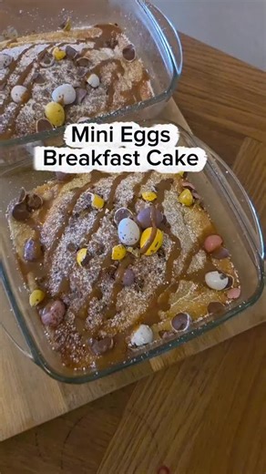 Fitness & Nutrition Coach | Caroline Coffey on Instagram: "MINI EGG CHOCOLATE CHIP BAKED OATS (BREAKFAST CAKE) Makes: 4 slices INGREDIENTS: For the Cake: 80g oats 4 eggs 1 pot (150g) Vanilla Protein Pudding (Aldi) 1 tsp baking powder 1 tsp vanilla extract 30g chocolate chips 30g mini eggs, roughly crushed (save a few whole for topping) Butter for greasing For Topping: 10g mini eggs, whole 2 tbsp caramel sauce (or chocolate sauce) Optional: Greek yoghurt METHOD: 1. Preheat oven to 180°C Blend oat