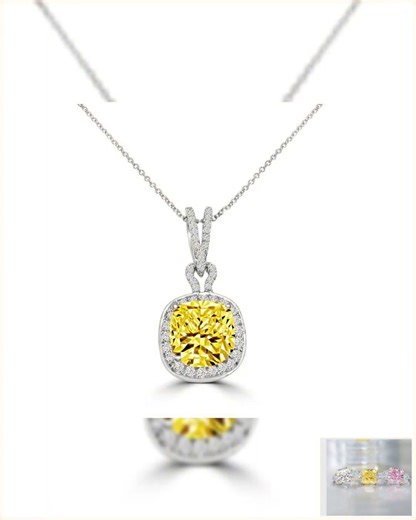 3CT Cushion Diamond Veneer Cubic zirconia Pendant. 635P20400