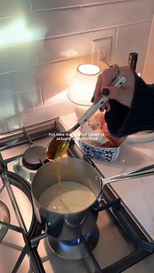 the ice cream i always have in my freezer 🍨 ingredients: — 1.5 cups organic heavy cream — 1.5 cups organic milk — 1/2 cup honey — 1/2 tsp sea salt — 4 egg yolks — 1 1/2 tsp vanilla bean instructions: — heat a pan over low heat and add heavy cream, organic milk, honey, sea salt, and vanilla — whisk continuously until everything is well-combined and mixture is warm, not boiling — add egg yolks to a bowl and slowly mix in the heavy cream mixture to temper the yolks. go slow or the eggs will cook —