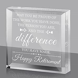 Happy Retirement Gifts for Men Women May You Be Proud of The Work Have Done Keepsake and Paperweight Retirement Plaque Inspirational Gifts for Retired Teacher Police Firefighter (Simple Style)