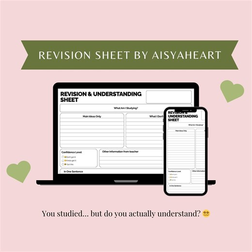 Exam Revision Sheet Printable | Study Summary Notes Template | Student Review Planner A4 PDF - Etsy