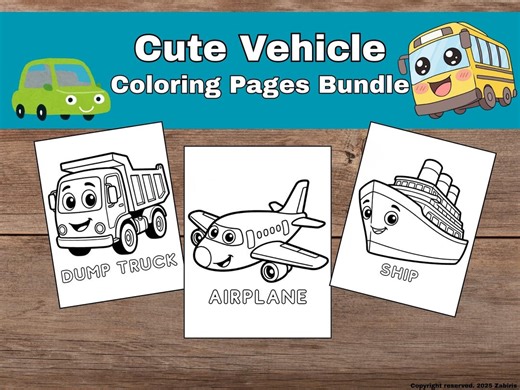 Vehicle Coloring Pages 40 Printable Transportation Sheets Car Truck Plane Boat Coloring Book - Etsy