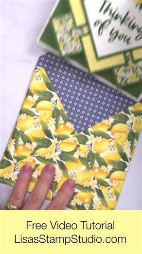 Lisa's Stamp Studio on Instagram: "Let’s put those scrap pieces of designer paper to good use with this multi panel fancy fold card! Simple squares of your favorite pattern papers create this floating image card using acetate. Consider replacing the acetate with cardstock to create your own unique panel card. These birthday card design ideas are just the starting point! Don’t miss the video where I’ll teach you how to make an easy 6×6 card envelope, too! Watch the video and get the free project 