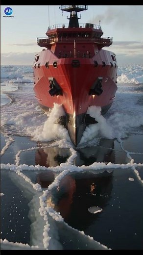 Massive Icebreaker Ship Breaking Ice in Ocean 🛳️🛳️