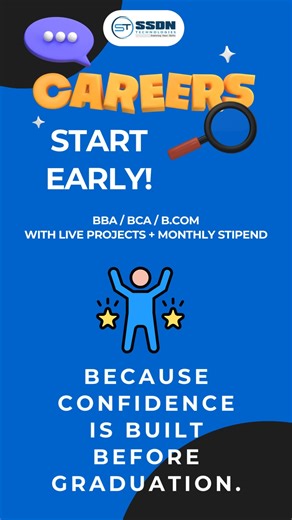SSDN Technologies on Instagram: "🚨 Seats Limited! Careers start early, why wait? Most graduates step into the real world with a degree… but without confidence, skills, or corporate exposure 😕 ✨ Change the game with SSDN PRG Start building your career from the 2nd year itself 🎓💼 ✔ Live corporate projects ✔ Earn a monthly stipend ✔ Learn by doing, not just studying 🎯 Big Rewards Await You! 🏆 Up to 50% + 50% Scholarship 🌟 Extra rewards for high performers ⏳ Limited seats remaining! Don’t wai