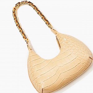 - NWT Forever21 faux beige leather croc shoulder bag w gold chain