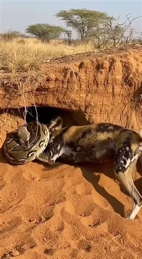 African Rock Python vs African Wild Dog—Into the Darkness #wildlife #wild #animals #wildanimals
