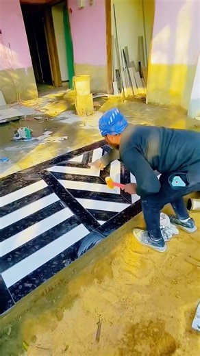 Black & White Tiles: 3D Look fitting tricks🔥#tiles #shorts #tilesdesign