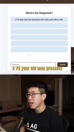 A 75 Year Old Man Presents With Neck Pain After A Fall #medicine #meded #doctordle #medicaleducation #whatsthediagnosis Check out my other videos at youtube.com/conanliumd!