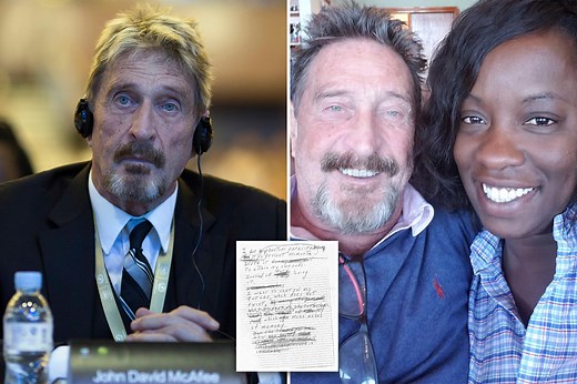 McAfee 'suicide note' revealed in which he says 'my future doesn't exist'