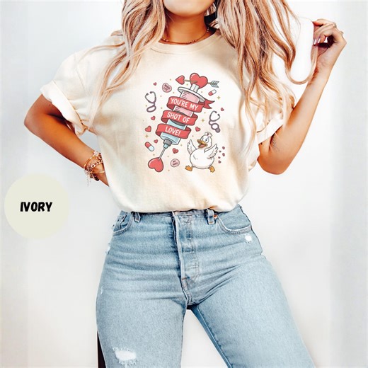 Funny Nurse Duck T-shirt,cute Nurse Valentine Shirt,you're My Shot of Love Tee,rn LPN CNA Gift, Healthcare Worker Shirt, Nursing Humor Shirt - Etsy