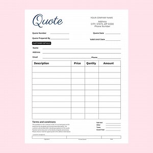 Editable Quote Template: Job Proposal Form (canva, PDF) - Etsy