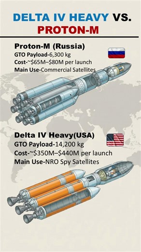 Delta iv heavy vs. Proton-m: the retired legend vs. the active survivor #shorts #short