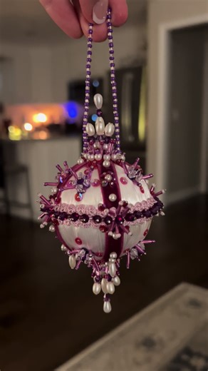 My first push-pin ornament. This new hobby has me in a chokehold! #pushpinornaments #newhobby #beadedornament