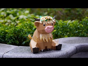 Assembly Instructions Papercraft Highland Cow Sit - DIY Paper Craft Cow Low Poly