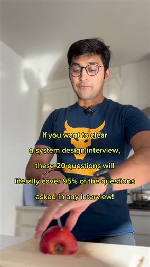 Veeraj Gadda on Instagram: "If you want to clear a System Design Interview, these 20 questions will literally cover 95% of the questions asked in any interview . . . #systemdesign #interview #questions"