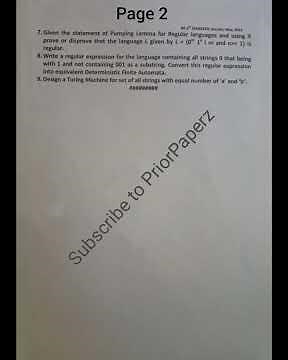 Theory of Computation TOC 5th sem May 2023 Kashmir University | BCA | Computer Science