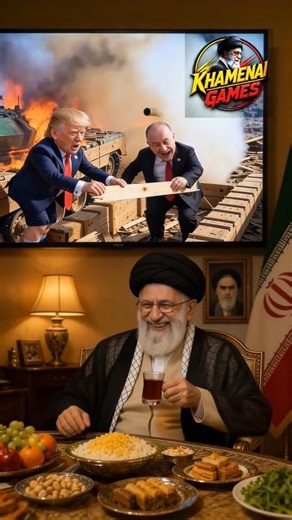 Khamenei Builds Thousands of Wooden Tanks, Trump and Putin Get Trapped!🤣#khamenei#turmp#funny#short
