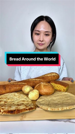Trying different types of bread around the world with me. I love carbs, so I love bread. 🍞 I can probably make 100 videos if I try every single bread in the world. #cornbread #baguette #naan #pita #bread