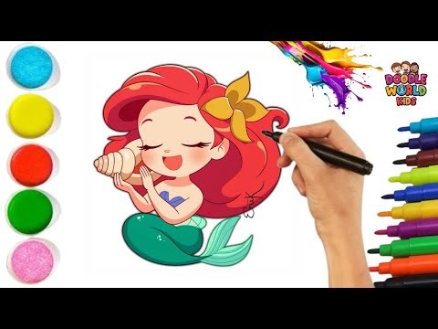 How to Draw The Little Mermaid Step by Step | Easy Ariel Drawing for Kids | Doodle World Kids