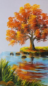 16 reactions | Painting a Red Tree Reflection and shadow on the lake surface with acrylic on paper #painting #reflectionart #drawtree #trending | Nguyễn Văn Hoà Art | Facebook