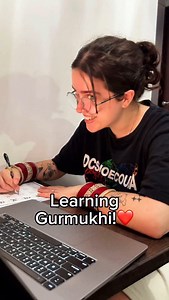 203K views · 10K reactions | I am taking my Panjabi learning to a new level…starting classes!!!! I am so determined to become fluent in my husband’s mother tongue❤️ speaking fluent Panjabi starts from knowing how to pronounce properly, which starts from Gurmukhi, “from the mouth of the Gurus”  #punjabi #punjabicouple #punjabilanguage #interracialcouple #punjabimemes #sikh #gurmukhi #shahmukhi #india #punjabitiktok | The Dhillon Diaries | Facebook